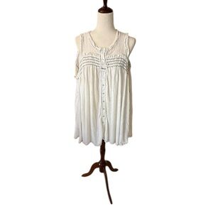 Free People White Sleeveless Blouse